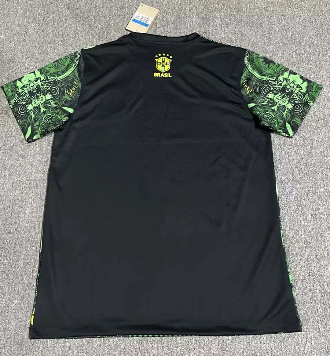 2025 Brazil Special Edition Jesus Black Green Football Shirt