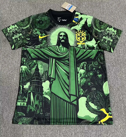 2025 Brazil Special Edition Jesus Black Green Football Shirt