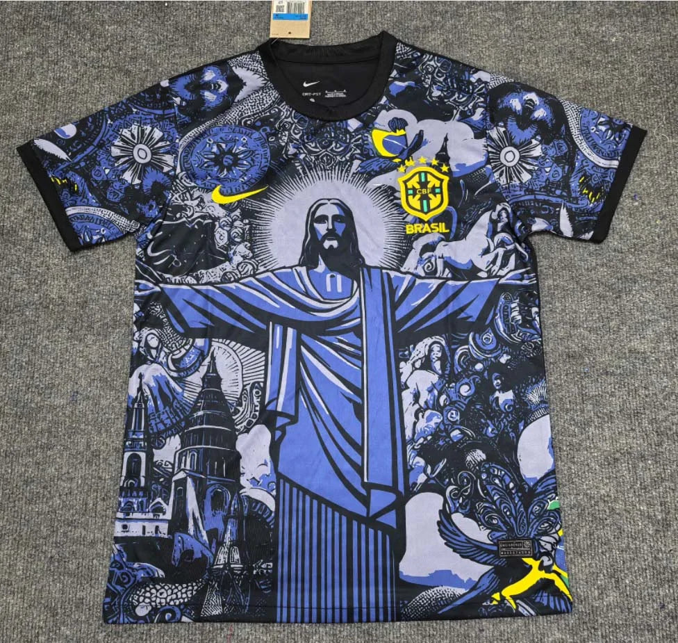 2024 Brazil Special Edition Jesus Blue and gray Football Shirt