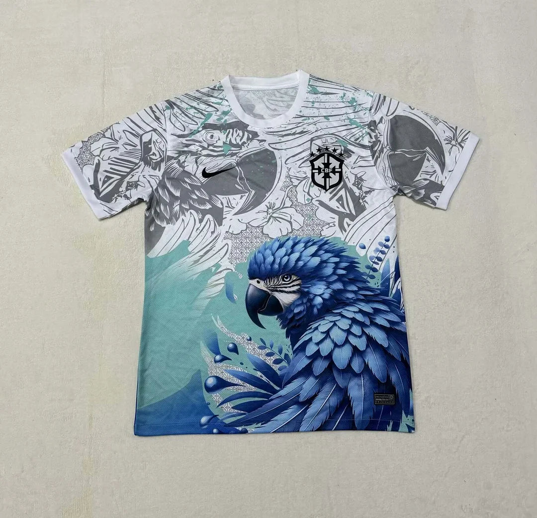 2025 Brazil Special Edition White and Blue Football Shirt
