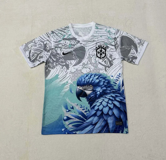 2025 Brazil Special Edition White and Blue Football Shirt